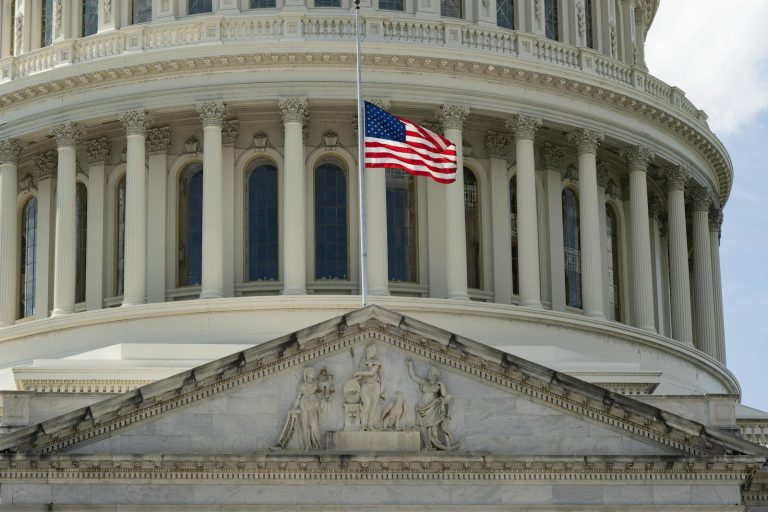US Capital Flag Half Mast