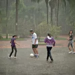 playing in the rain